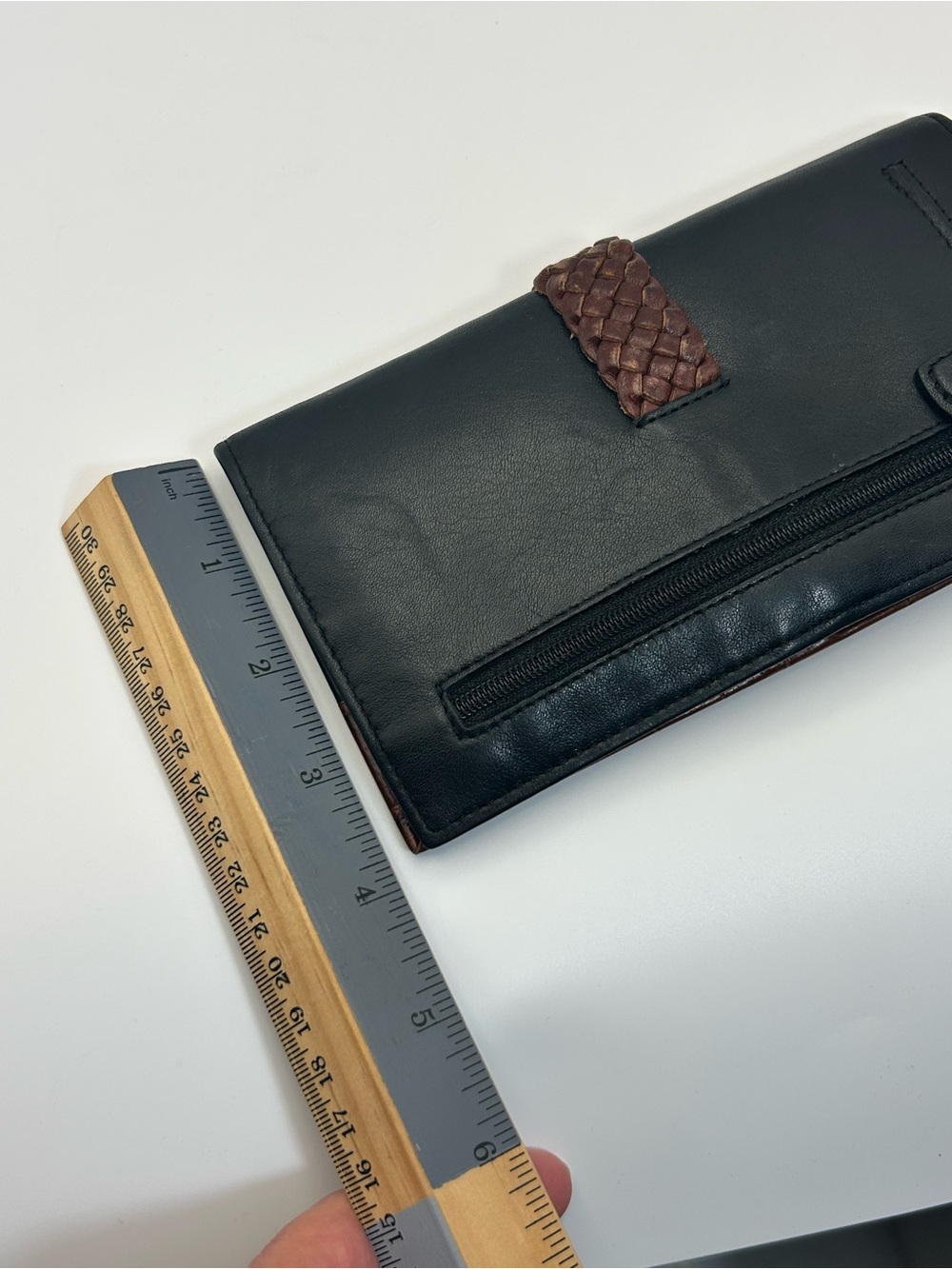 Brighton Two-tone Leather Braided Wallet Black Brown Silver Plated Heart Vintage - Picture 10 of 13